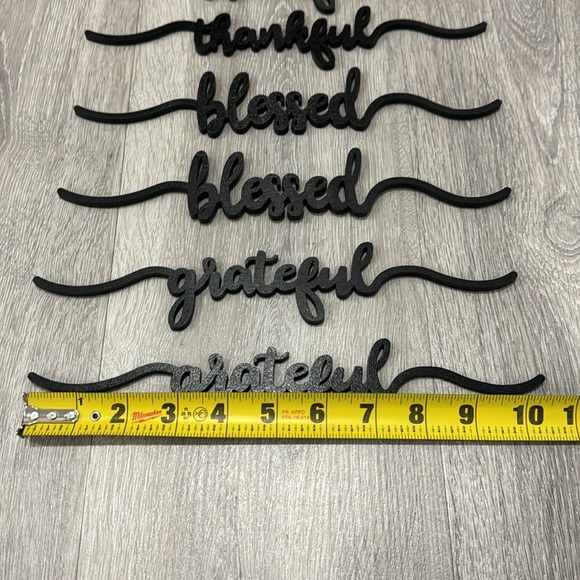 Grateful Thankful Gather Blessed Black Wood Cut Out Table Decor Script Writing - Picture 5 of 16